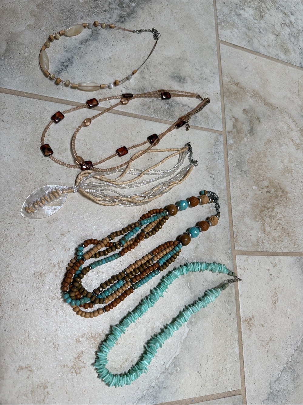 Boho Multi-Strand Turquoise & Brown Beaded Necklace - Brand